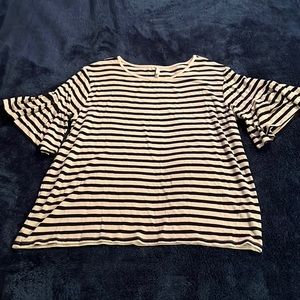 Z Supply striped top with flutter sleeves- black & off white